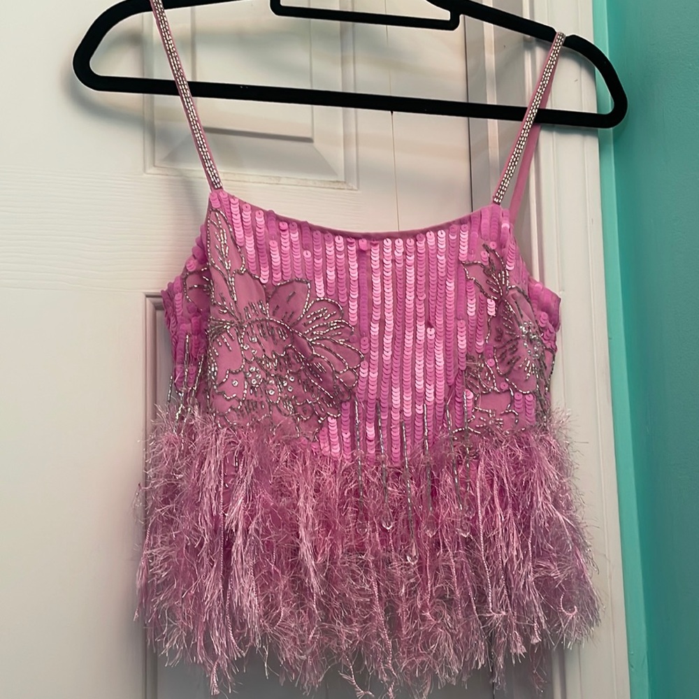 Beaded feather top